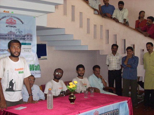 freedom walk reaches college of engineering Attingal Trivandrum
